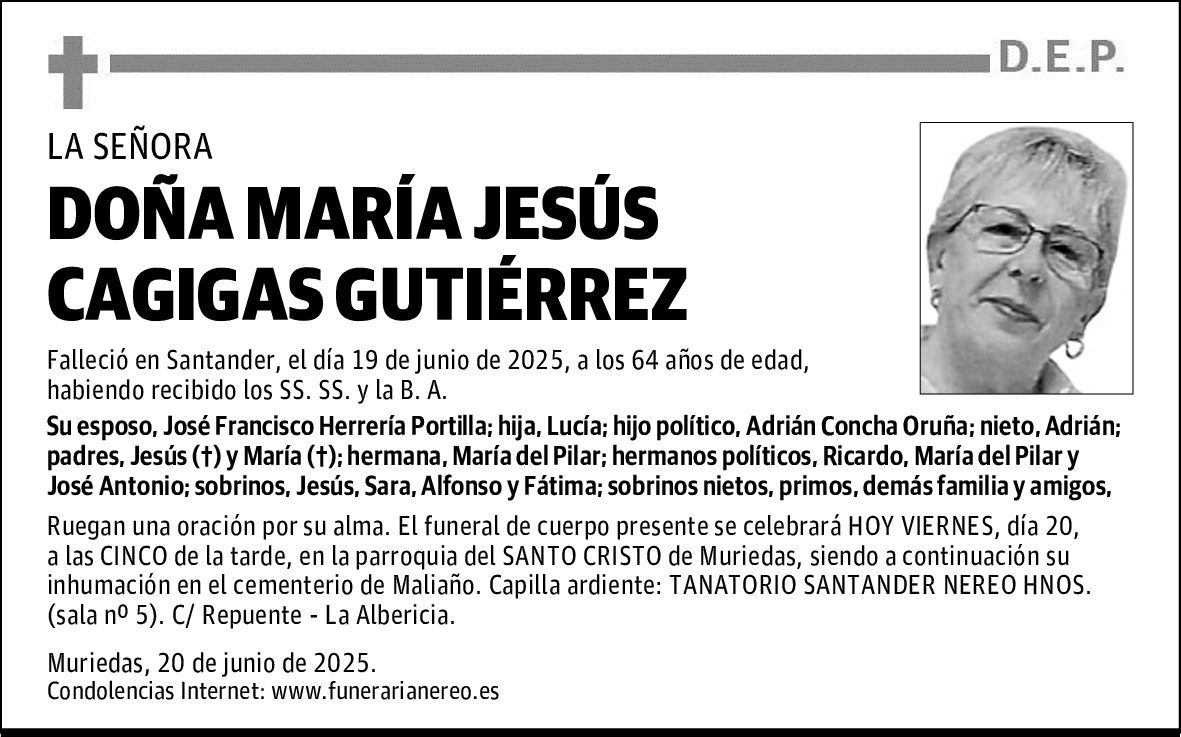DOÑA MARÍA JESÚS CAGIGAS GUTIÉRREZ