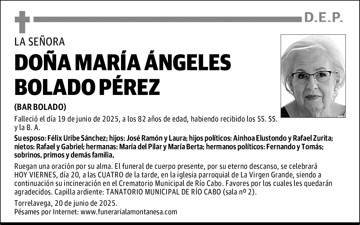 DOÑA MARÍA ÁNGELES BOLADO PÉREZ