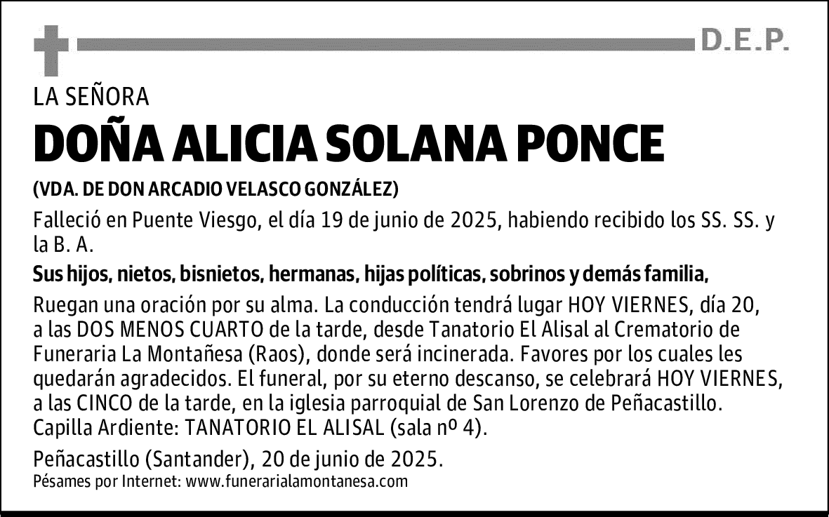 DOÑA ALICIA SOLANA PONCE