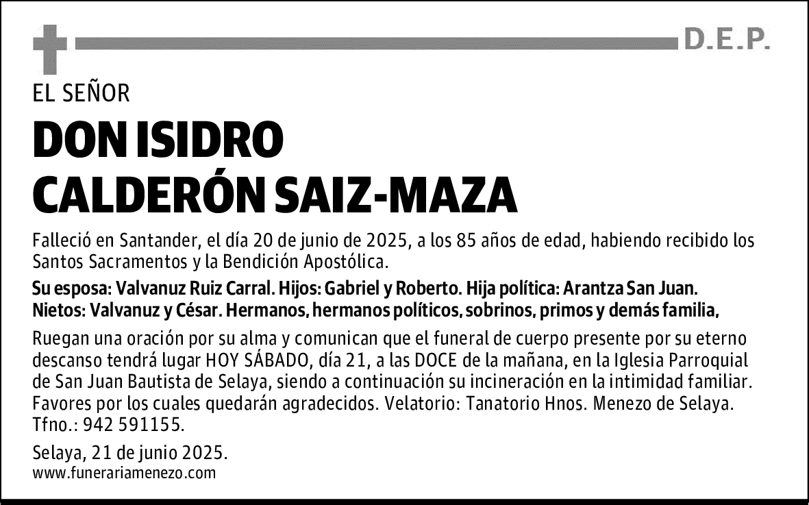 DON ISIDRO CALDERÓN SAIZ-MAZA