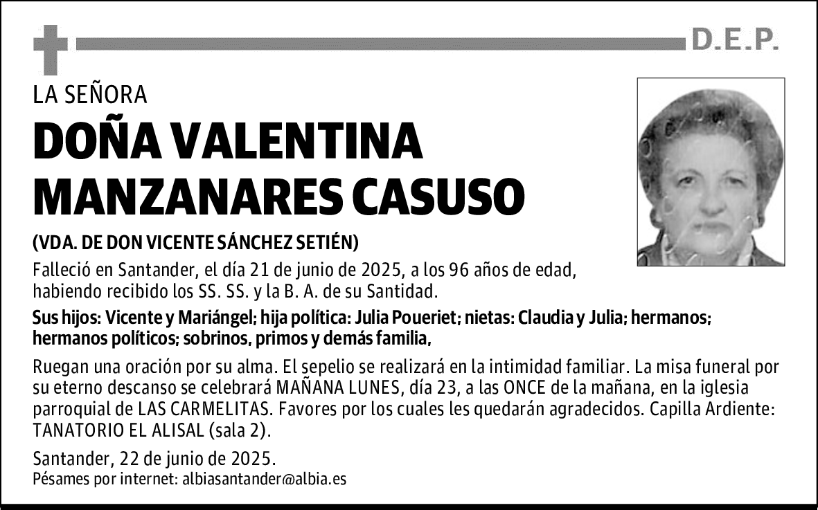 DOÑA VALENTINA MANZANARES CASUSO