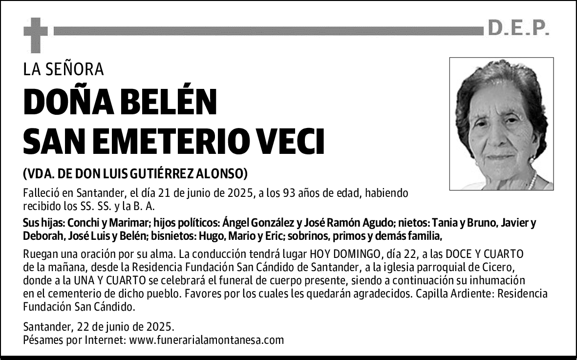 DOÑA BELÉN SAN EMETERIO VECI