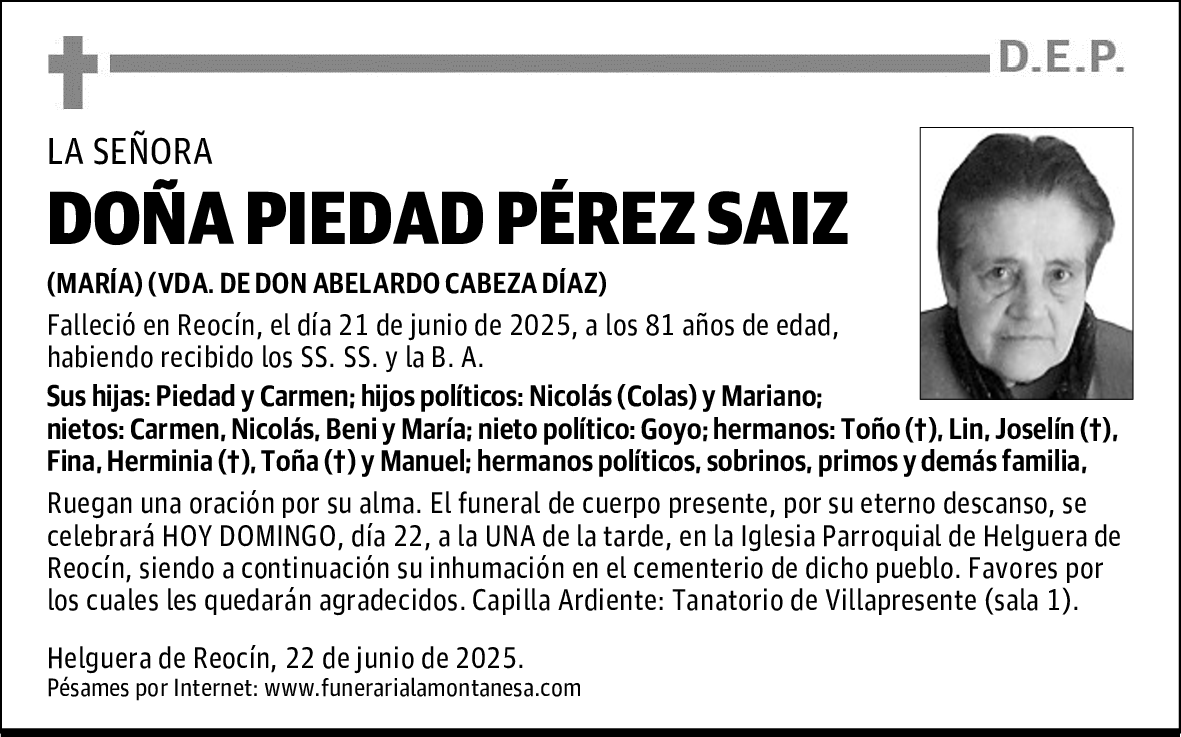 DOÑA PIEDAD PÉREZ SAIZ