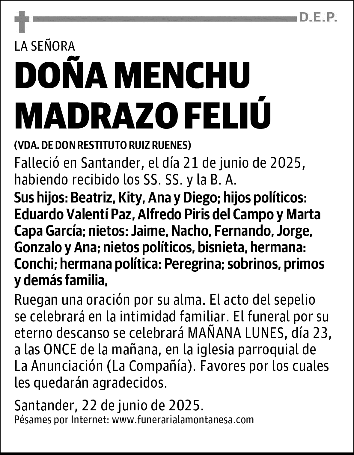 DOÑA MENCHU MADRAZO FELIÚ