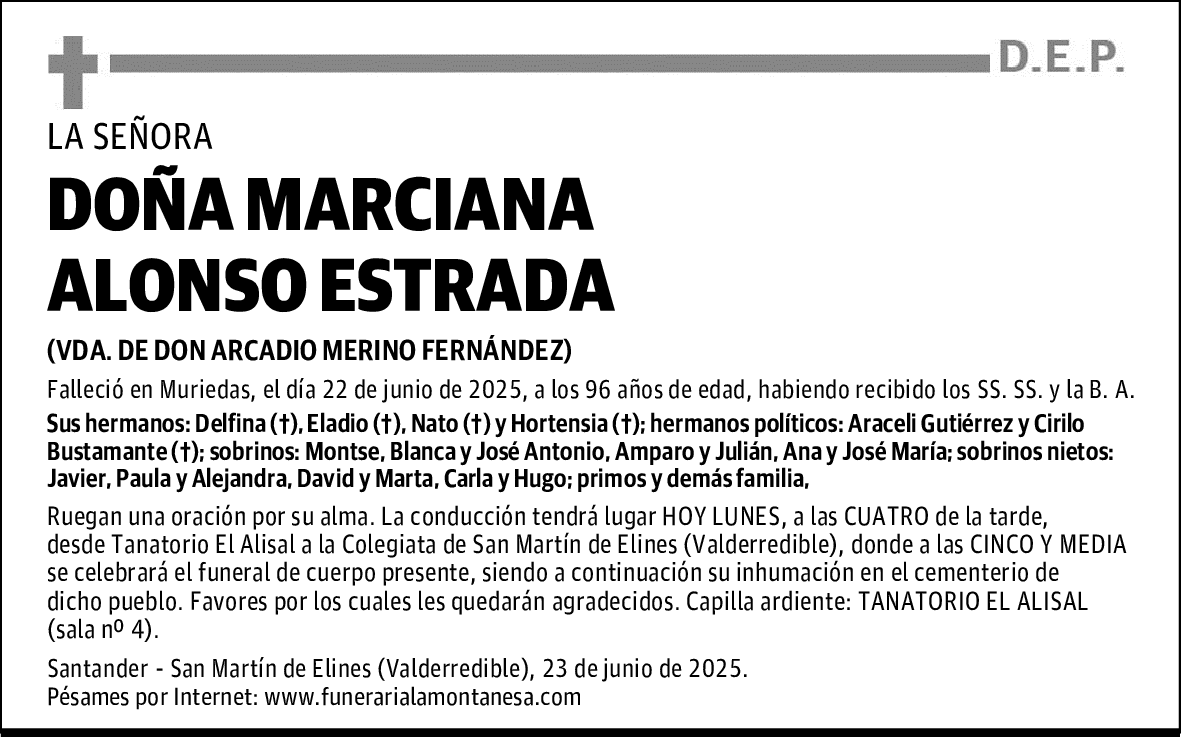 DOÑA MARCIANA ALONSO ESTRADA