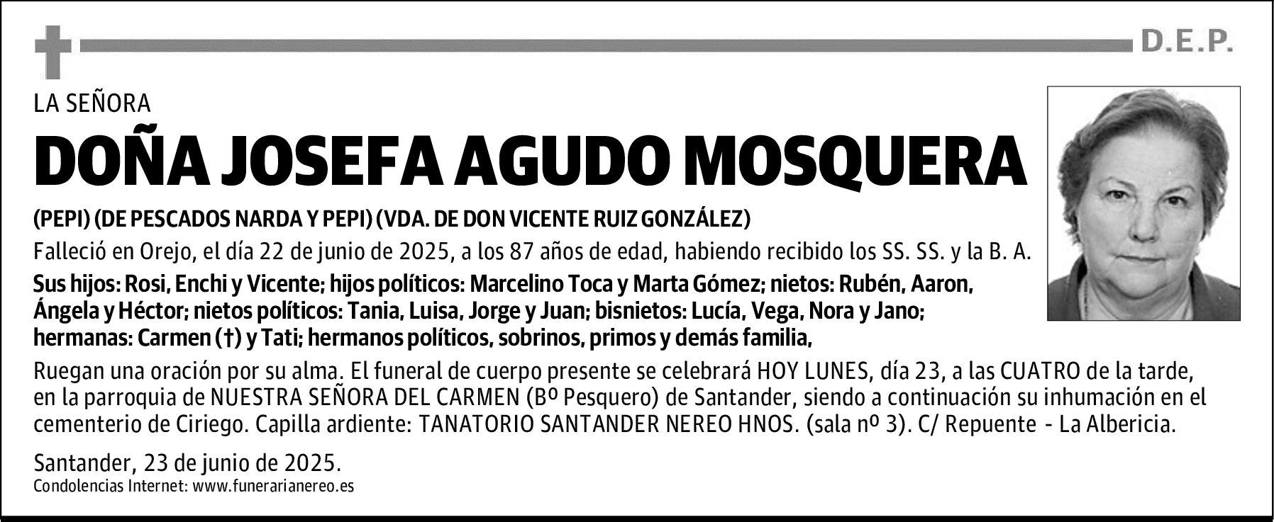 DOÑA JOSEFA AGUDO MOSQUERA