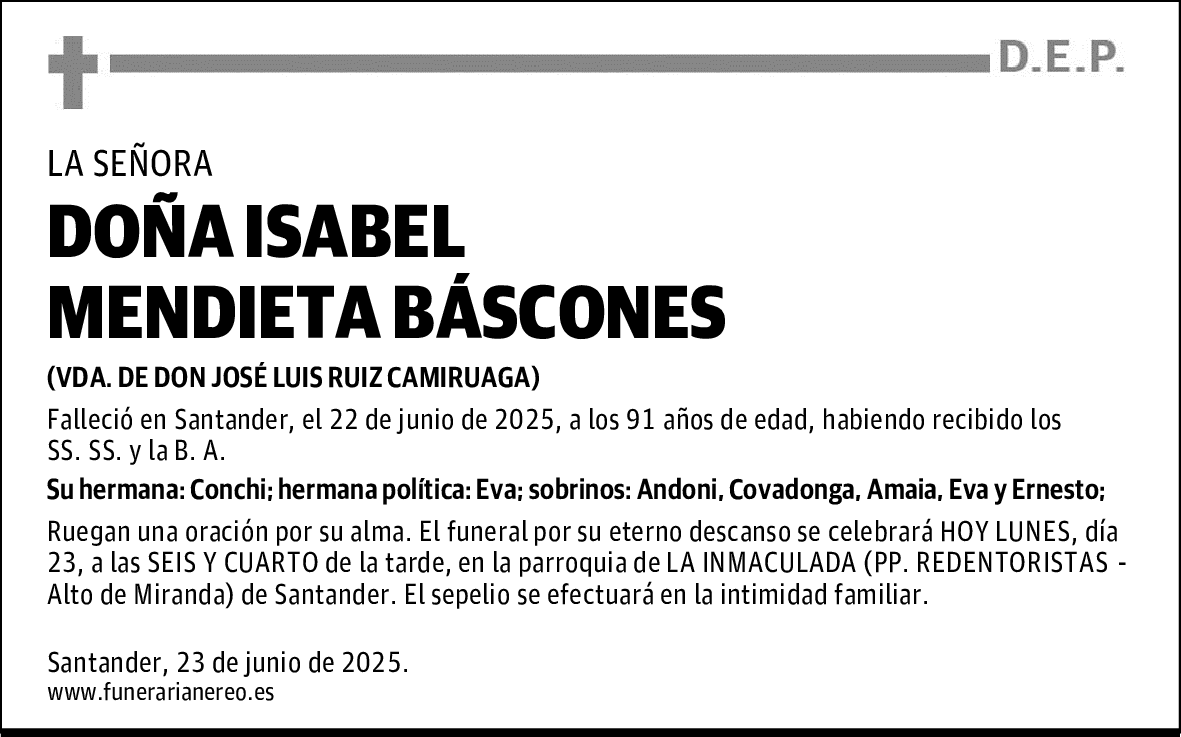 DOÑA ISABEL MENDIETA BÁSCONES