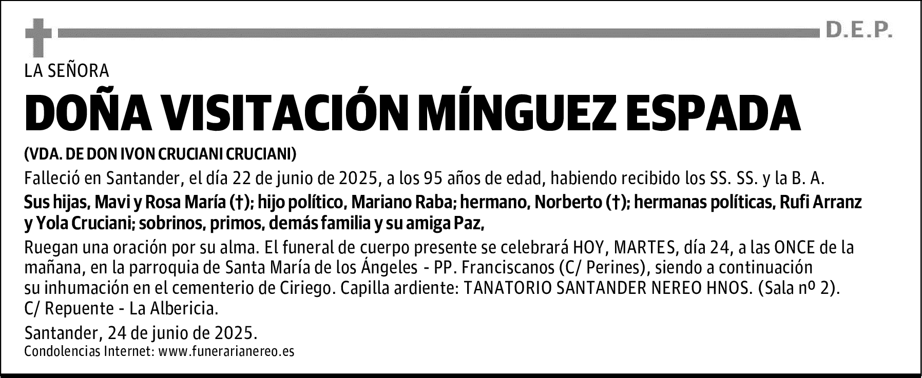 DOÑA VISITACIÓN MÍNGUEZ ESPADA