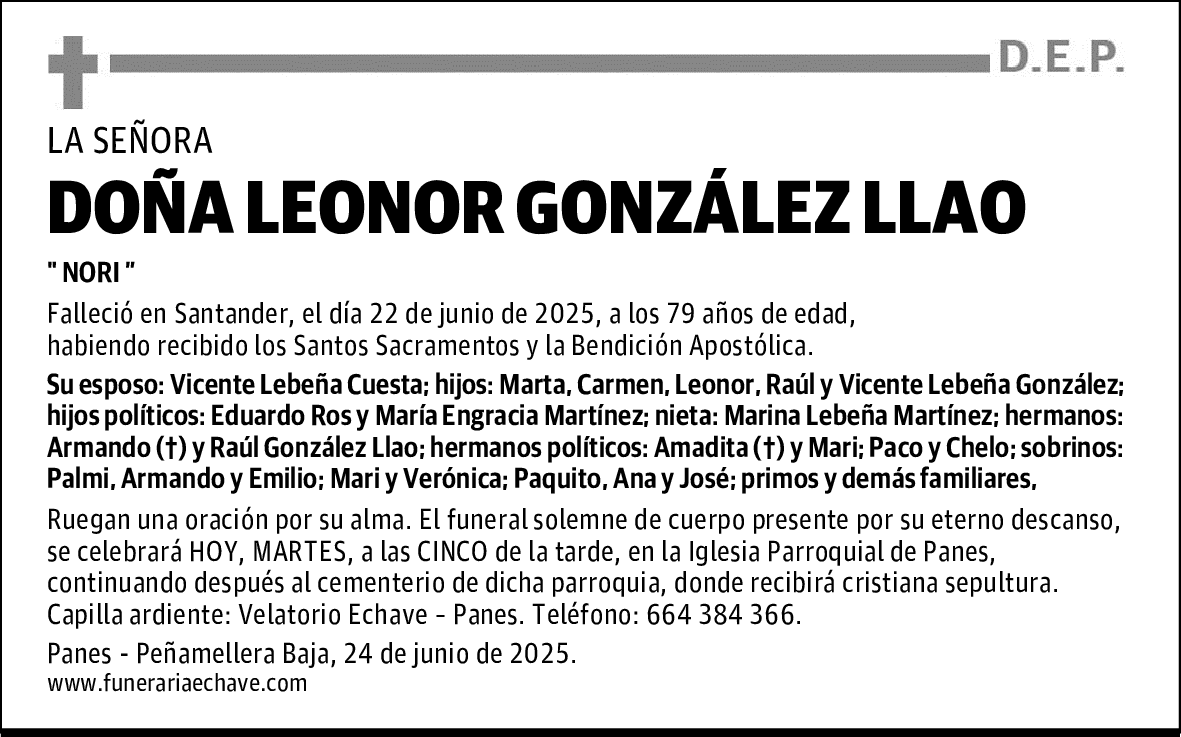 DOÑA LEONOR GONZÁLEZ LLAO