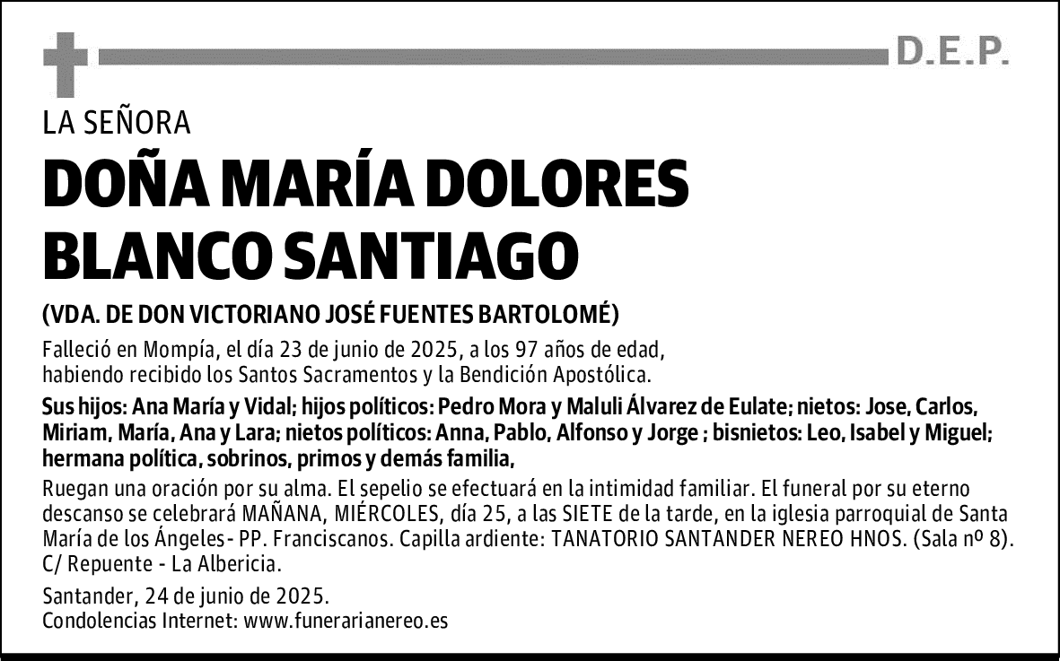DOÑA MARÍA DOLORES BLANCO SANTIAGO