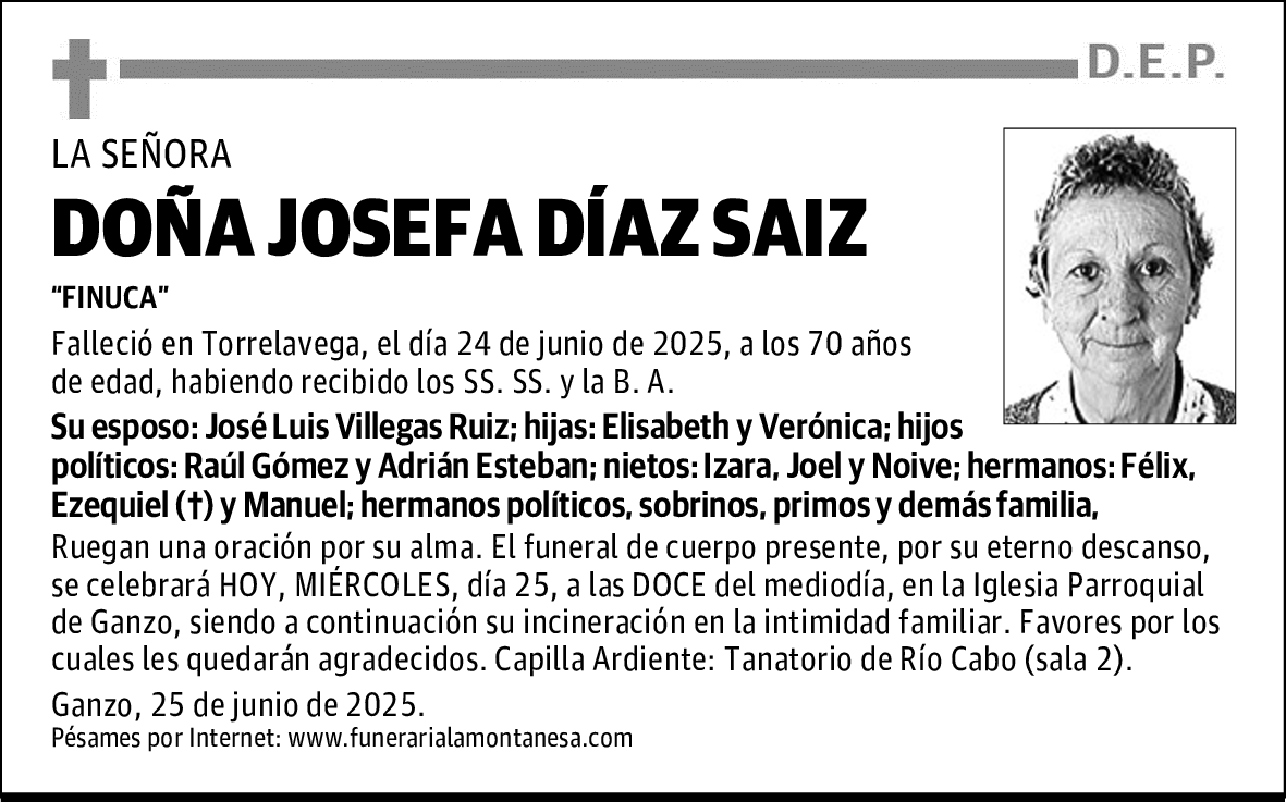 DOÑA JOSEFA DÍAZ SAIZ