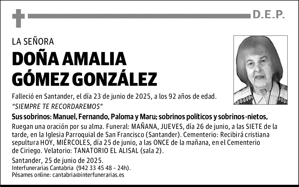 DOÑA AMALIA GÓMEZ GONZÁLEZ