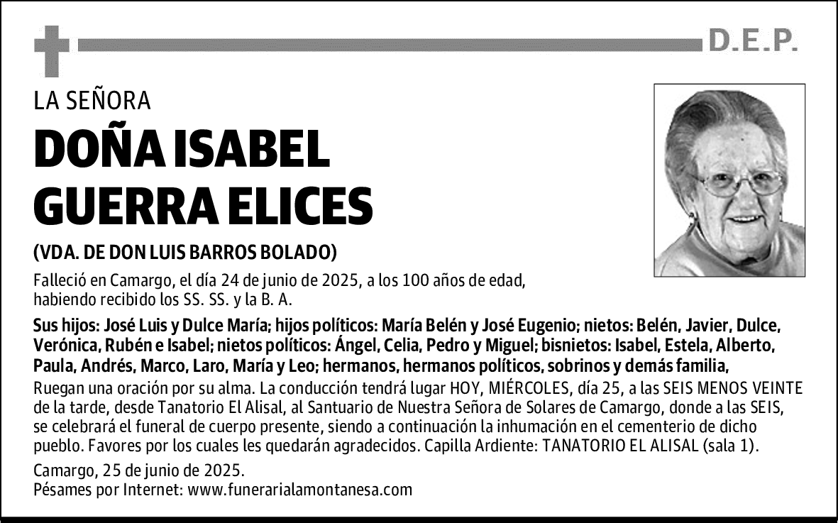 DOÑA ISABEL GUERRA ELICES