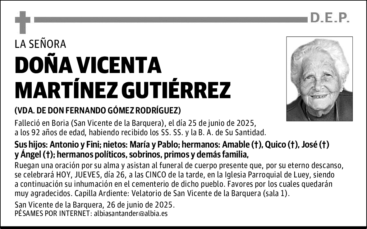 DOÑA VICENTA MARTÍNEZ GUTIÉRREZ