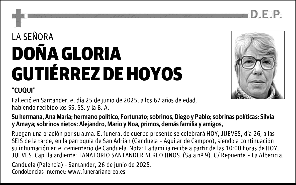 DOÑA GLORIA GUTIÉRREZ DE HOYOS