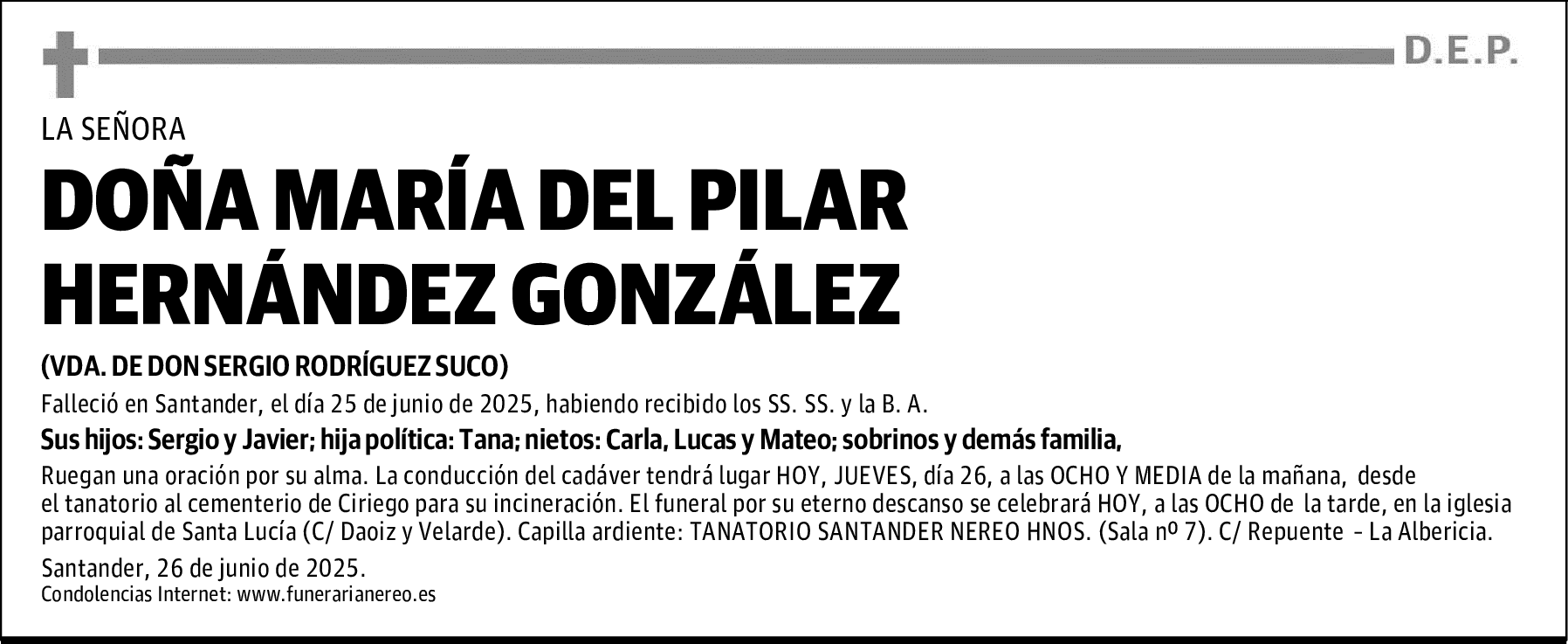 DOÑA MARÍA DEL PILAR HERNÁNDEZ GONZÁLEZ