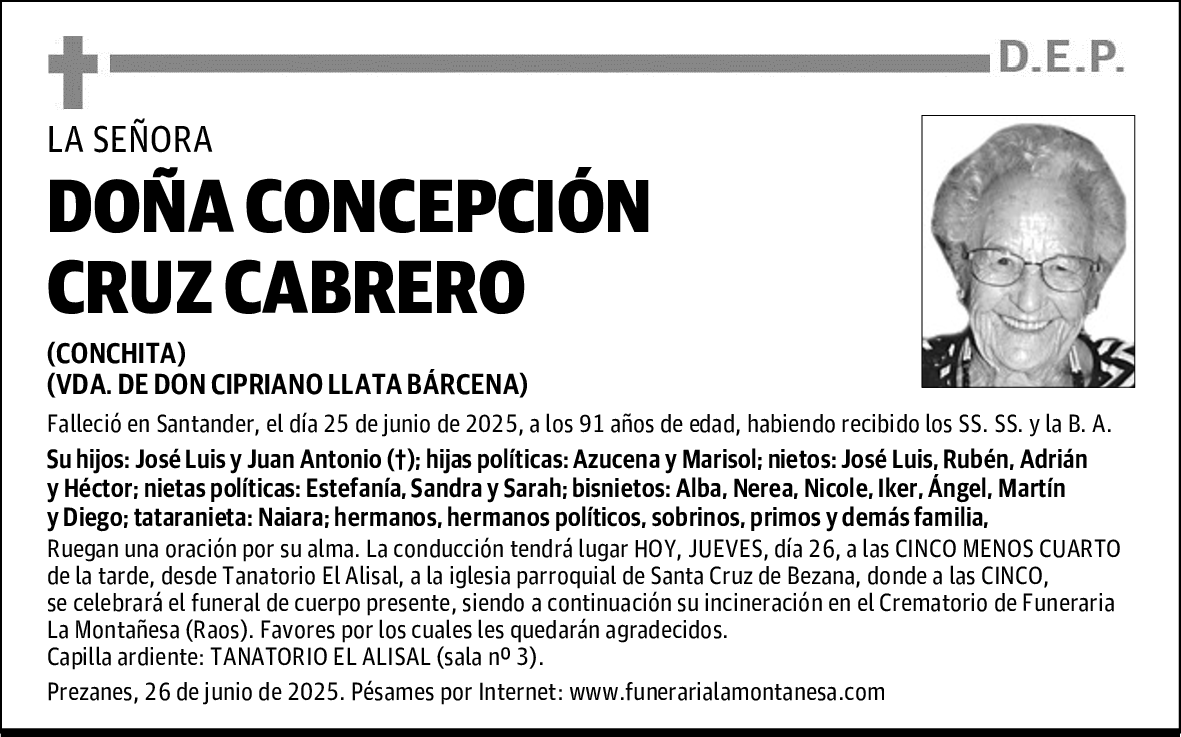 DOÑA CONCEPCIÓN CRUZ CABRERO