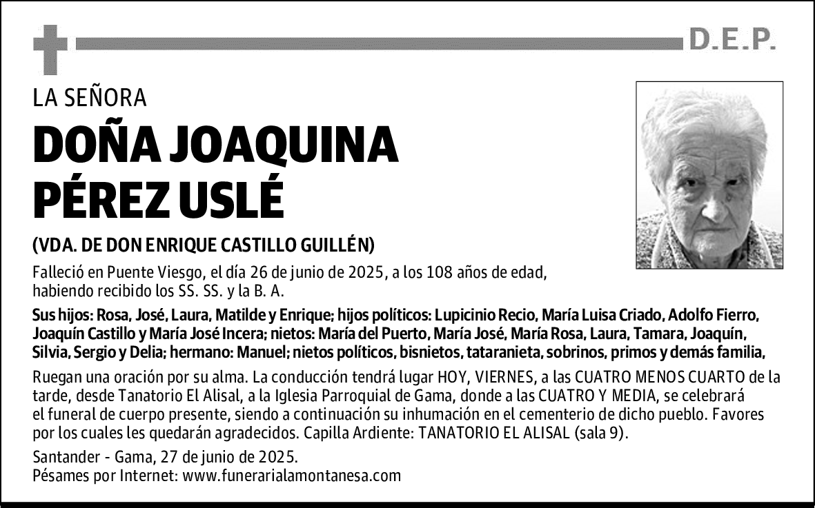 DOÑA JOAQUINA PÉREZ USLÉ