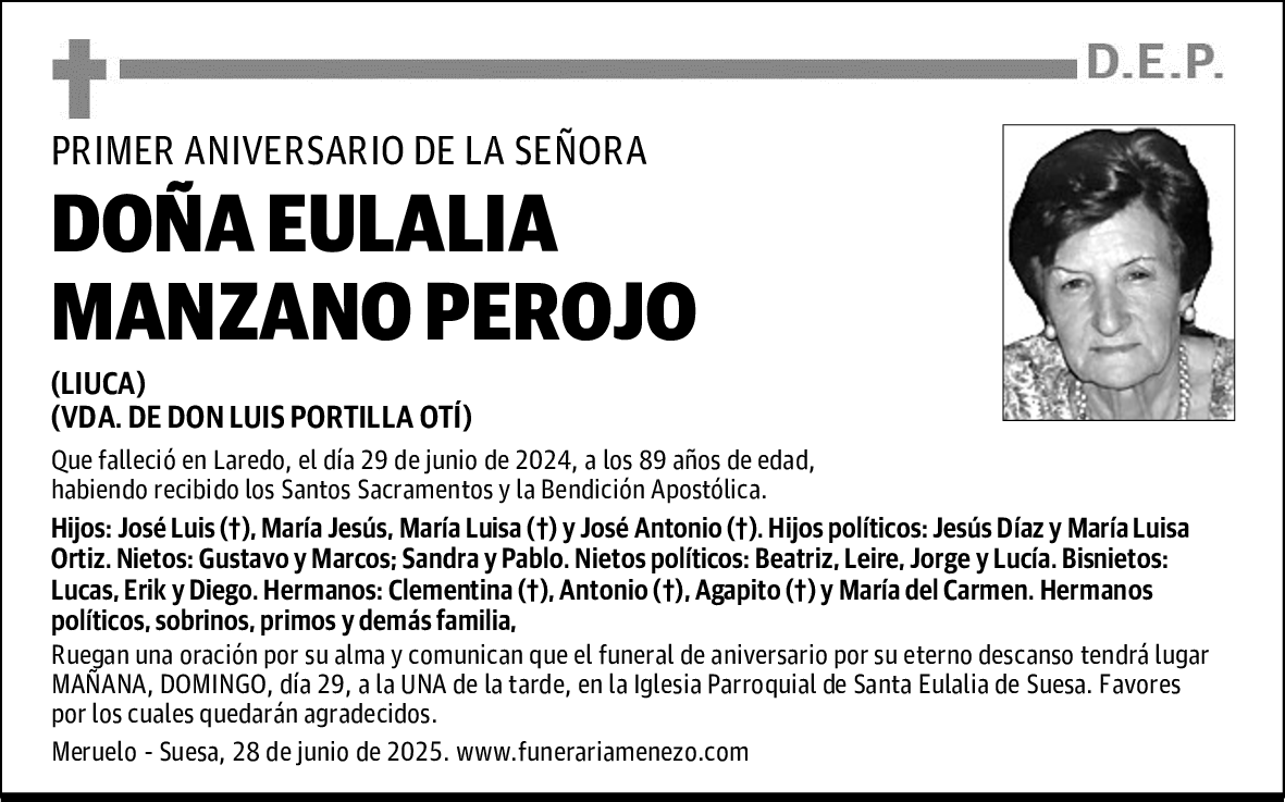 DOÑA EULALIA MANZANO PEROJO