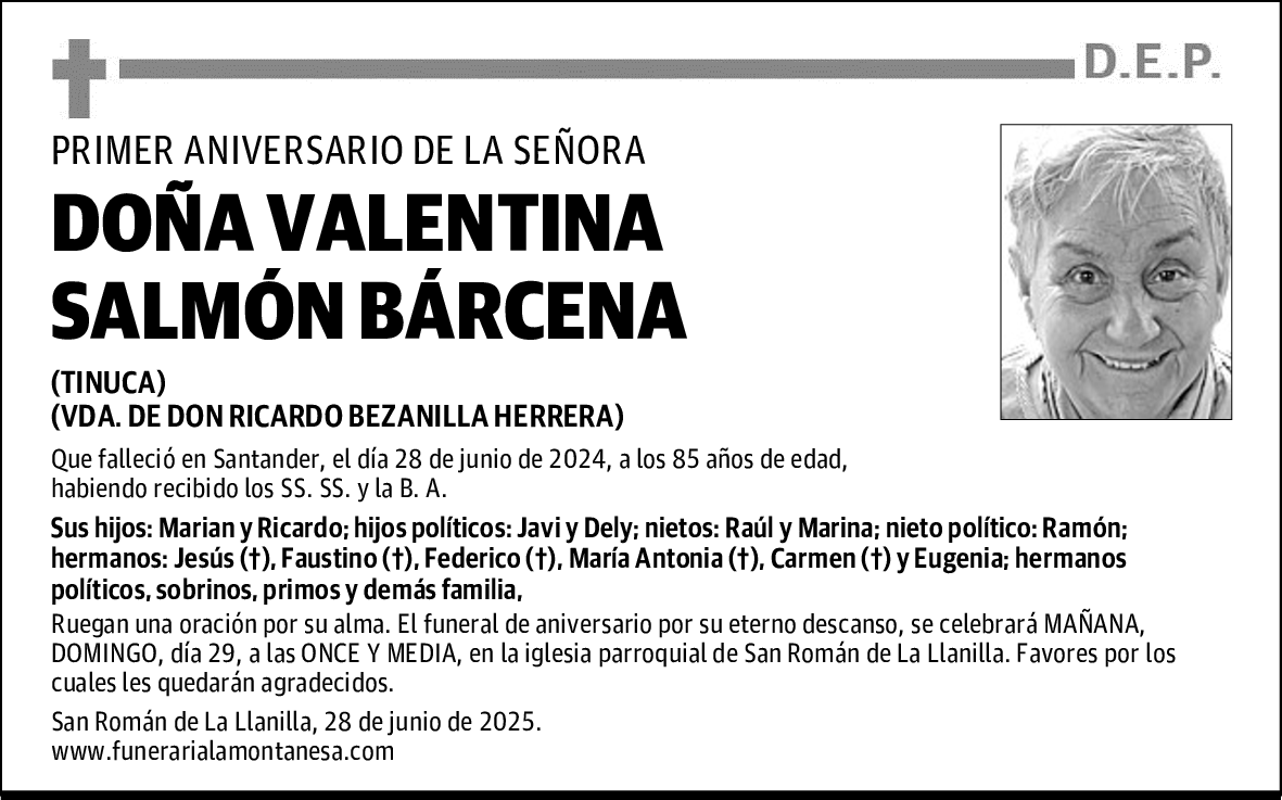 DOÑA VALENTINA SALMÓN BÁRCENA