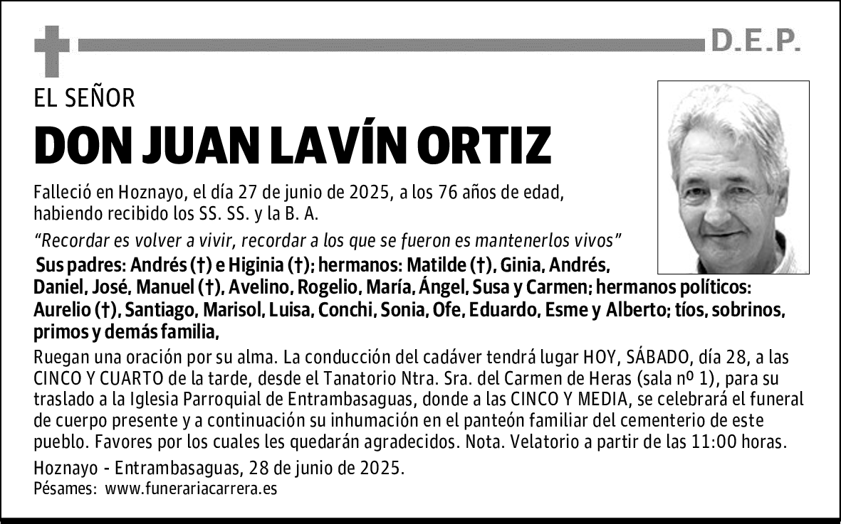 DON JUAN LAVÍN ORTIZ