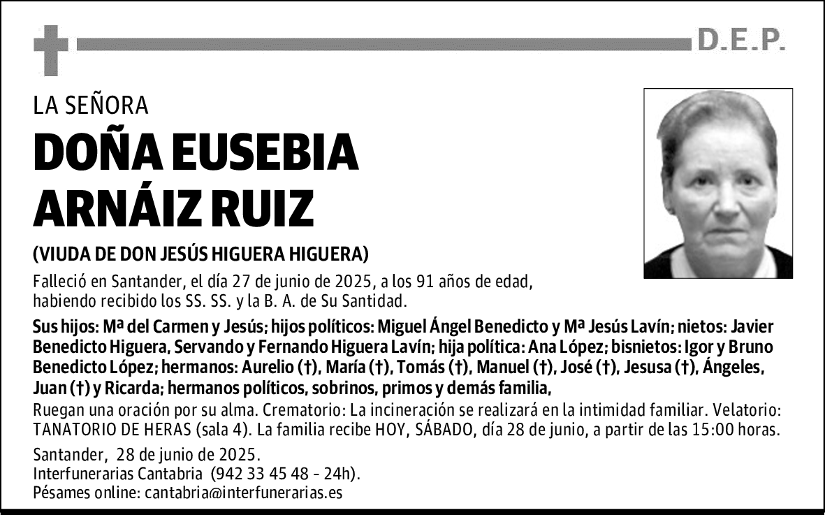 DOÑA EUSEBIA ARNÁIZ RUIZ