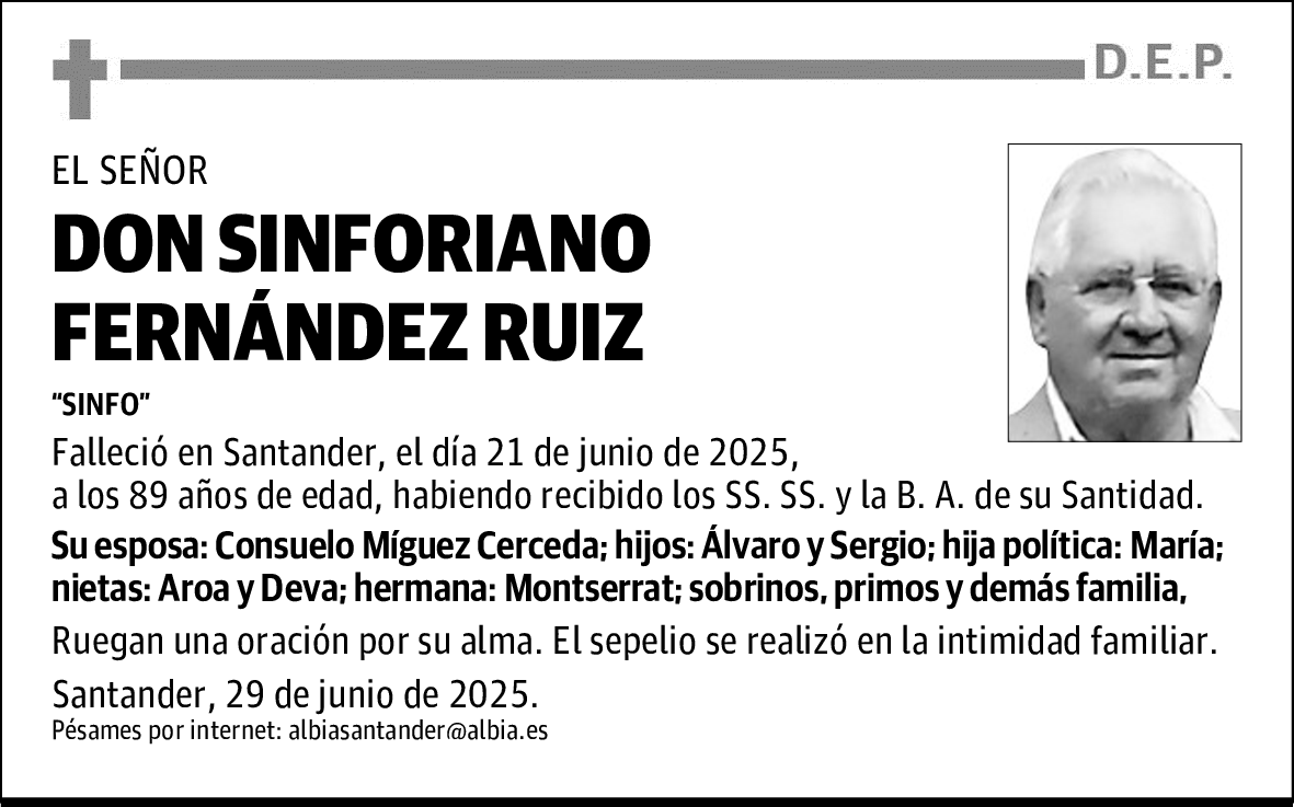 DON SINFORIANO FERNÁNDEZ RUIZ