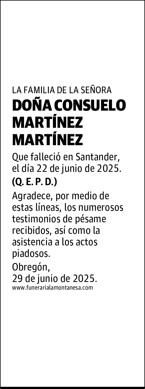DOÑA CONSUELO MARTÍNEZ MARTÍNEZ