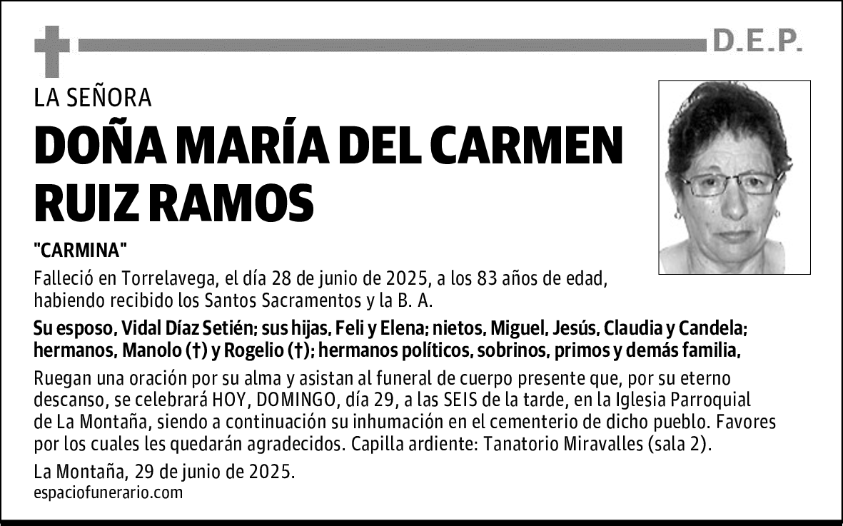 DOÑA MARÍA DEL CARMEN RUIZ RAMOS