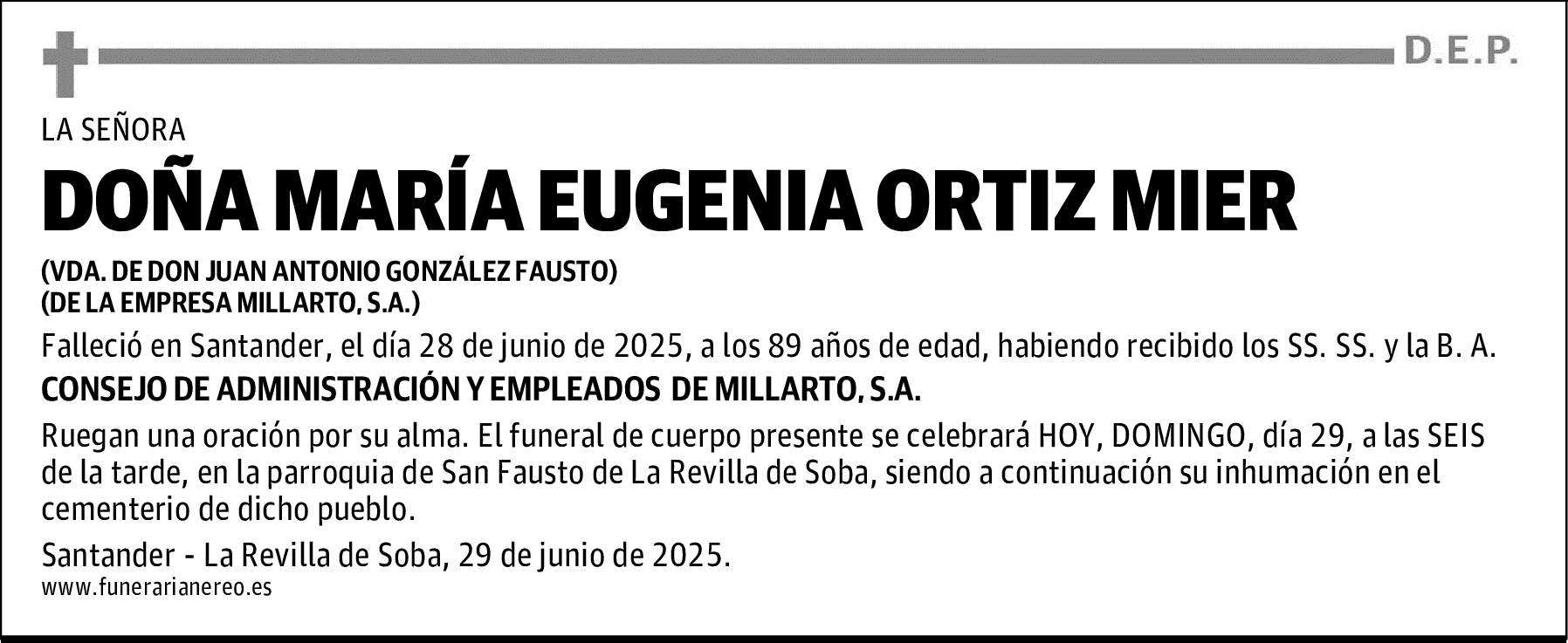 DOÑA MARÍA EUGENIA ORTIZ MIER