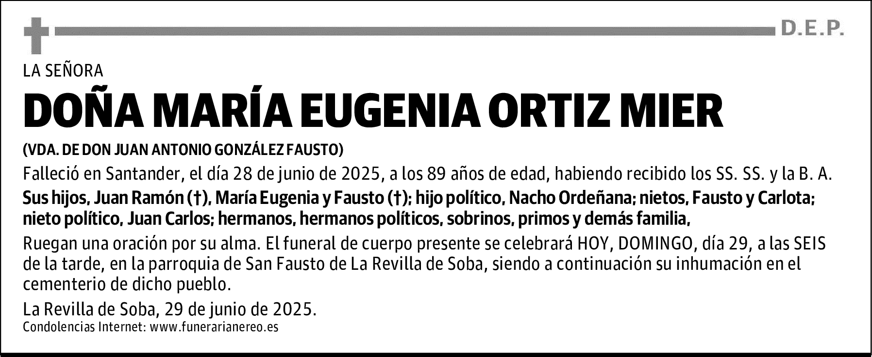 DOÑA MARÍA EUGENIA ORTIZ MIER