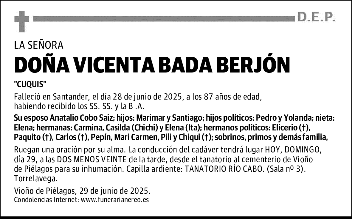 DOÑA VICENTA BADA BERJÓN