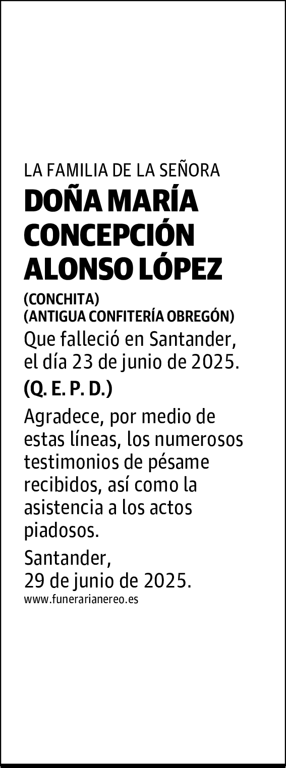DOÑA MARÍA CONCEPCIÓN ALONSO LÓPEZ