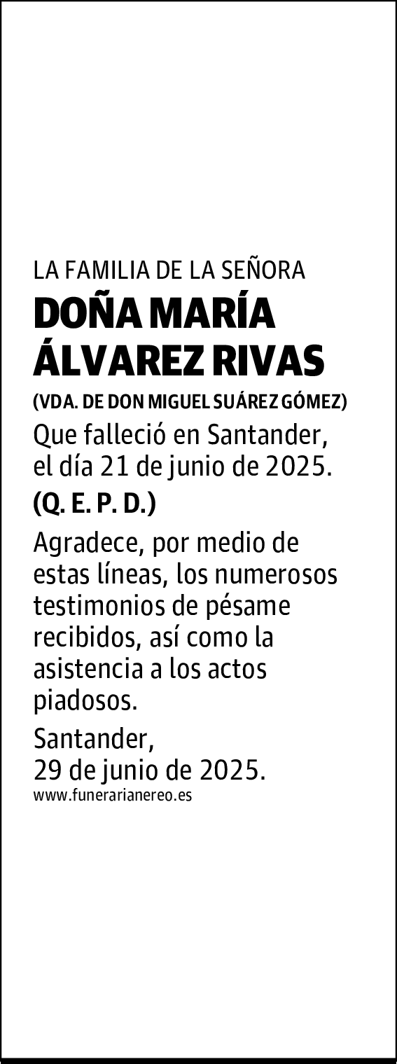 DOÑA MARÍA ÁLVAREZ RIVAS