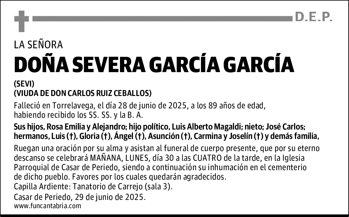DOÑA SEVERA GARCÍA GARCÍA