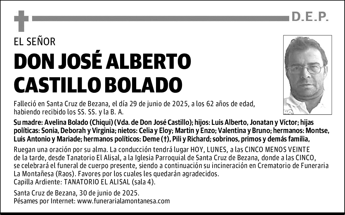 DON JOSÉ ALBERTO CASTILLO BOLADO