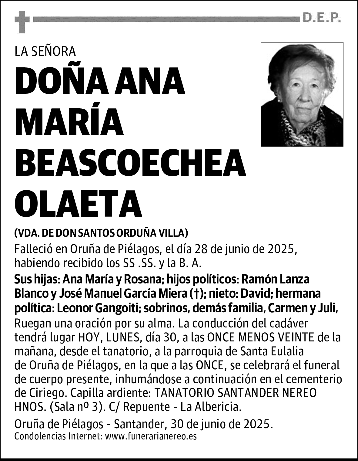 DOÑA ANA MARÍA BEASCOECHEA OLAETA
