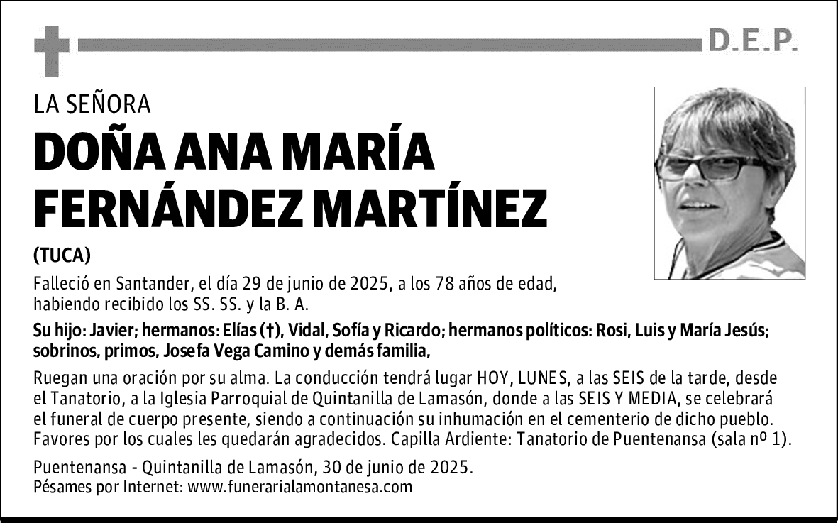 DOÑA ANA MARÍA FERNÁNDEZ MARTÍNEZ