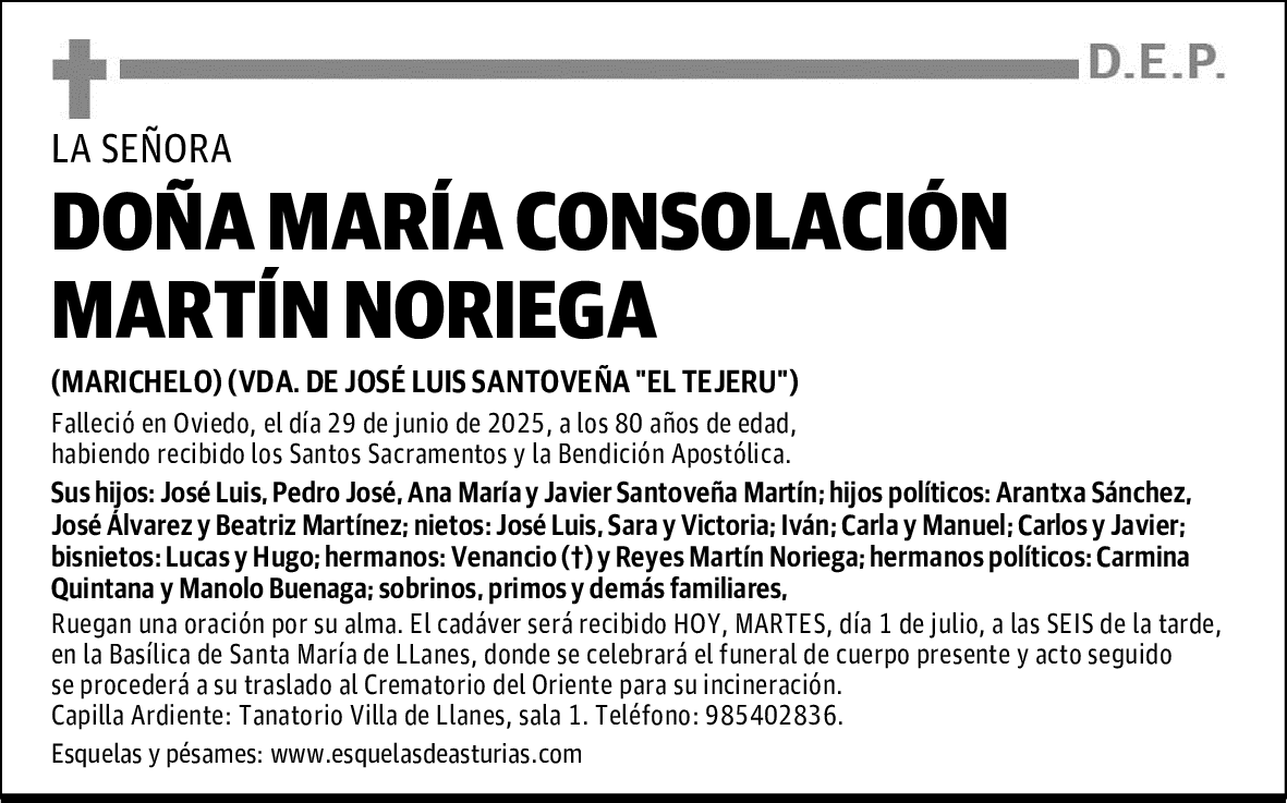 DOÑA MARÍA CONSOLACIÓN MARTÍN NORIEGA
