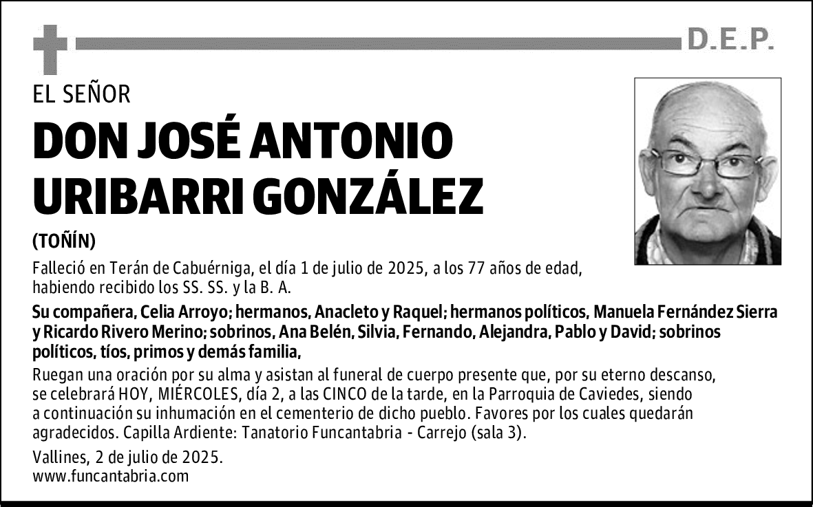 DON JOSÉ ANTONIO URIBARRI GONZÁLEZ