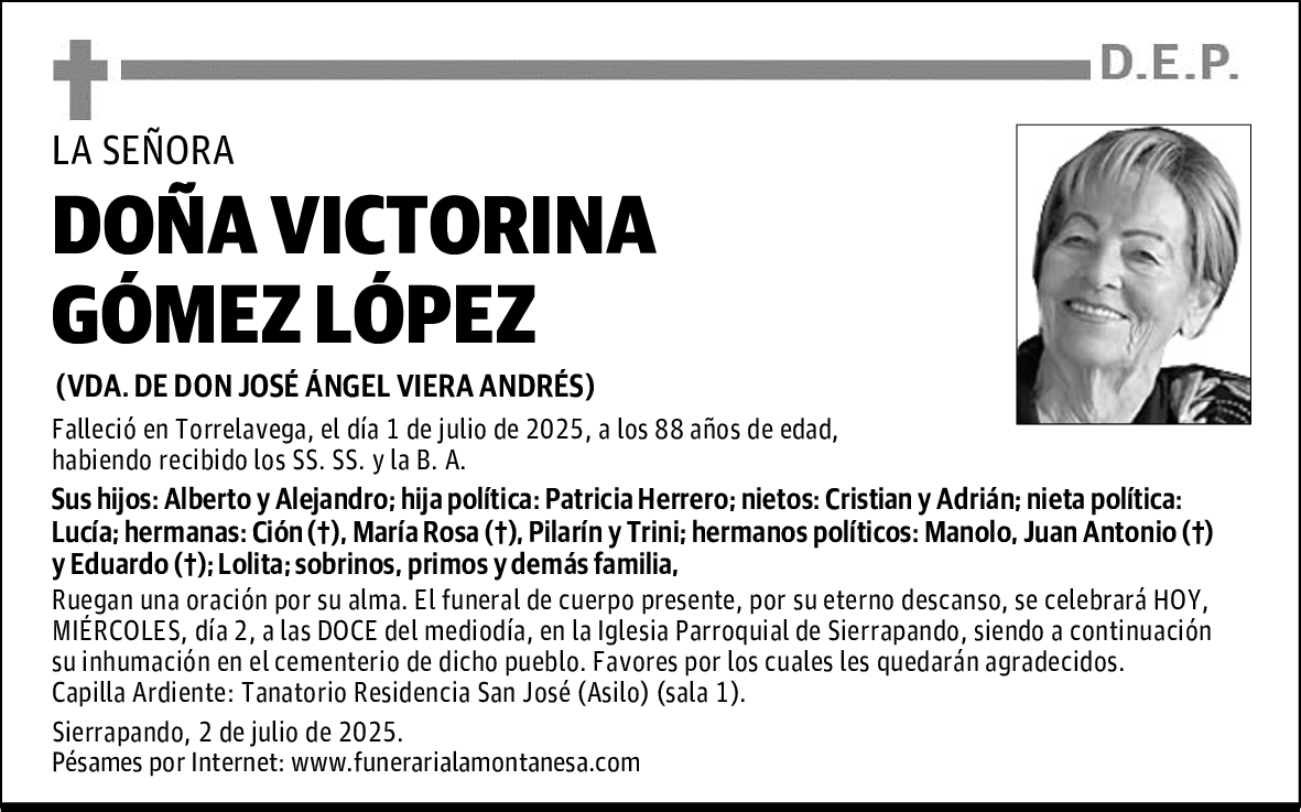 DOÑA VICTORINA GÓMEZ LÓPEZ