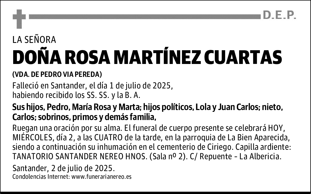 DOÑA ROSA MARTÍNEZ CUARTAS
