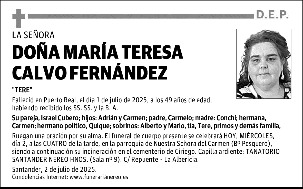 DOÑA MARÍA TERESA CALVO FERNÁNDEZ