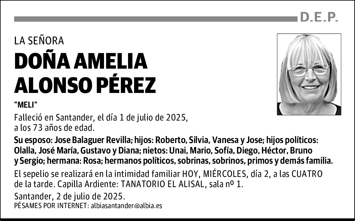 DOÑA AMELIA ALONSO PÉREZ