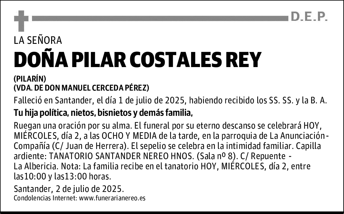 DOÑA PILAR COSTALES REY