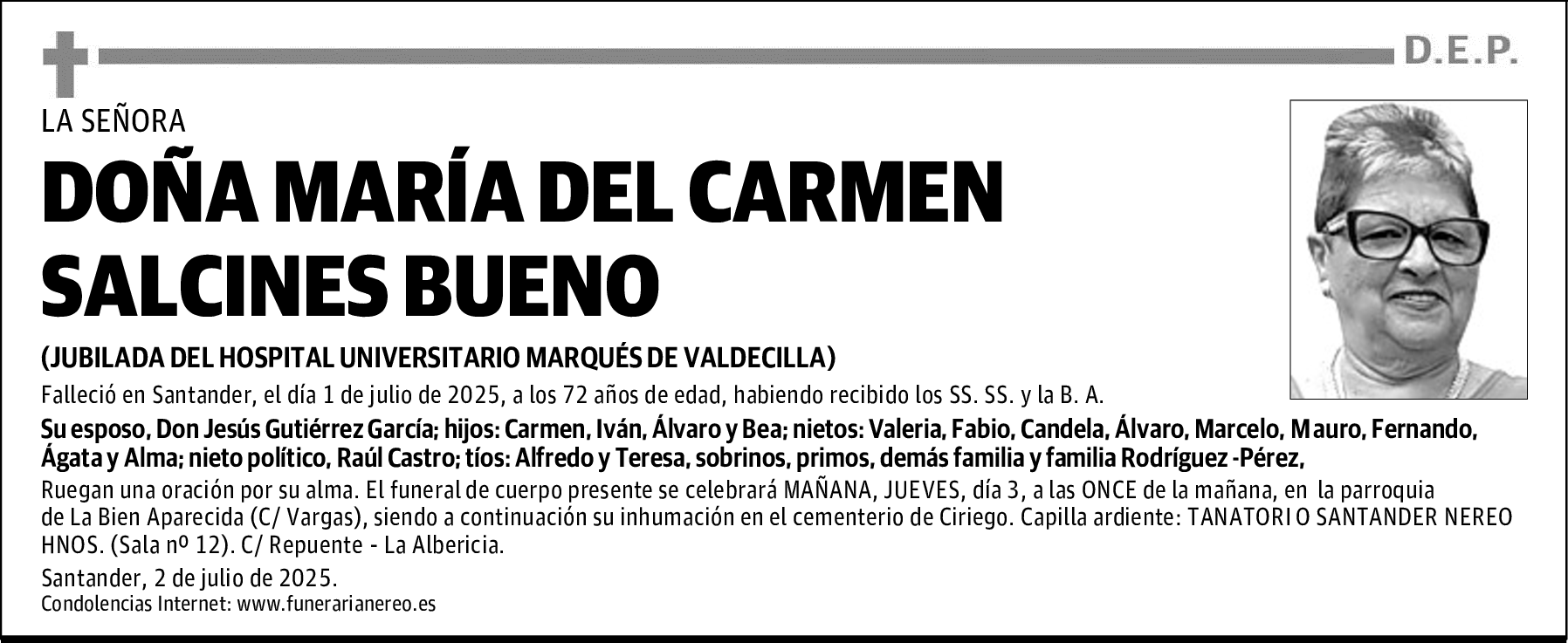 DOÑA MARÍA DEL CARMEN SALCINES BUENO
