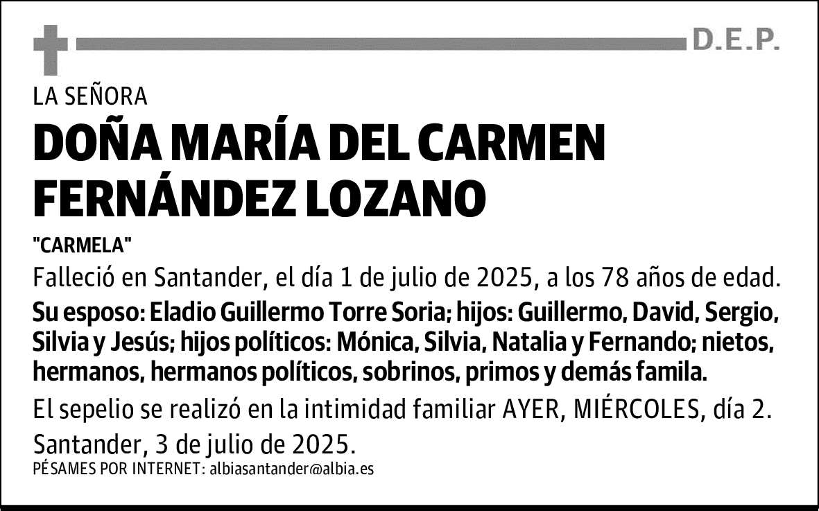 DOÑA MARÍA DEL CARMEN FERNÁNDEZ LOZANO