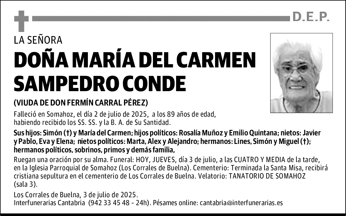 DOÑA MARÍA DEL CARMEN SAMPEDRO CONDE