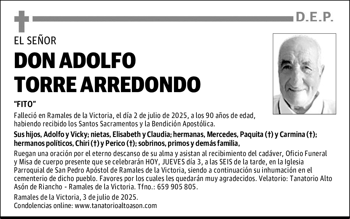 DON ADOLFO TORRE ARREDONDO