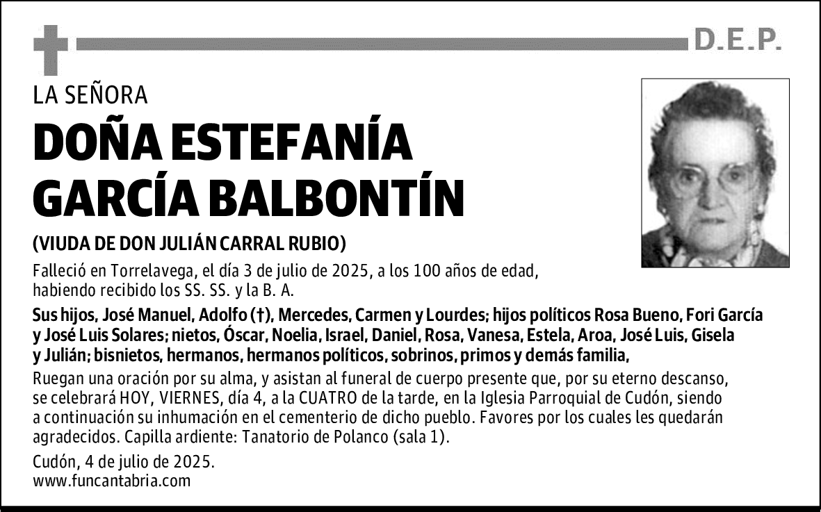 DOÑA ESTEFANÍA GARCÍA BALBONTÍN